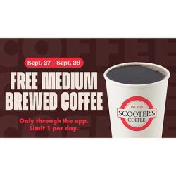 Free Brewed Coffee at Scooter’s Coffee Free Brewed Coffee at Scooter’s Coffee